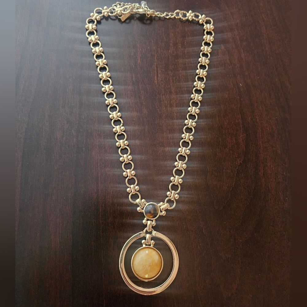 White House Black Market gold tone yellow stone necklace